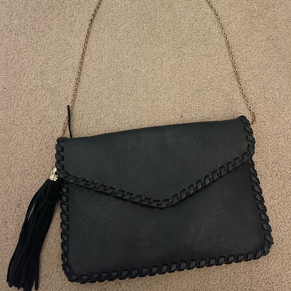 Black envelope shoulder bag